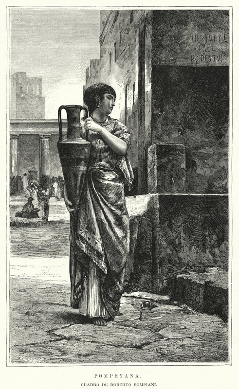 Kvinna från Pompeji (litho) av Roberto Bompiani