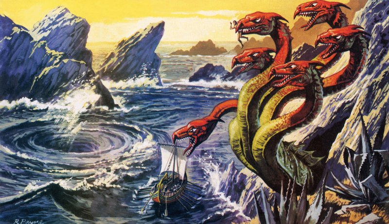 Scylla attackerar Olysseus skepp av Roger Payne