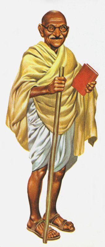 Mahatma Gandhi (färglitografi) av Ron Embleton