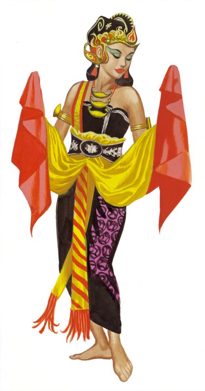 Mata Hari dansar (gouache på papper) av Ron Embleton