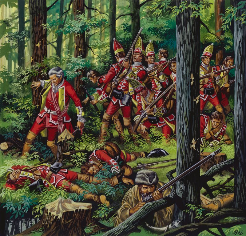 The Braddock Massacre (gouache på papper) av Ron Embleton