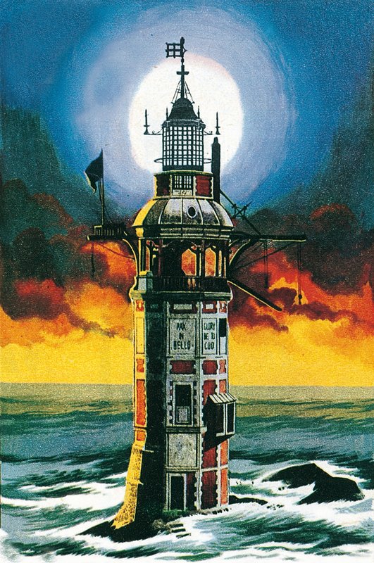 Den första Eddystone-fyren (litografi) av Ron Embleton