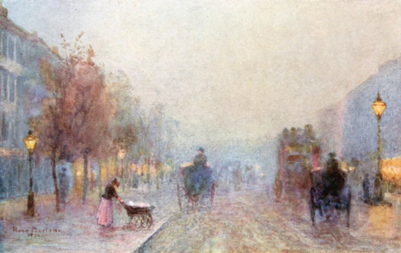 Brompton Road på en dimmig kväll av Rose Maynard Barton