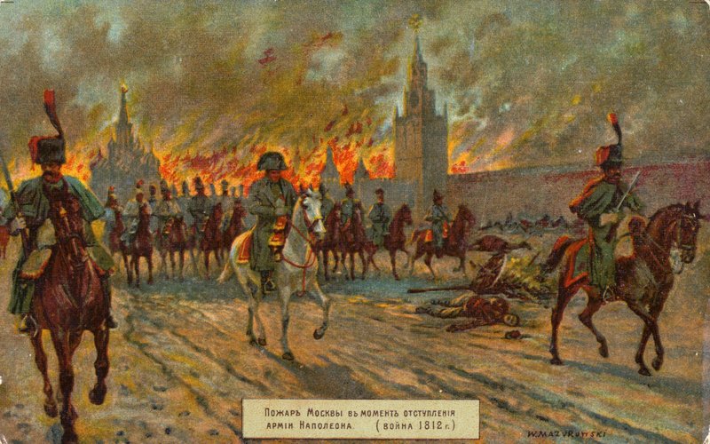 Napoleons avgång från Moskva av Russian School