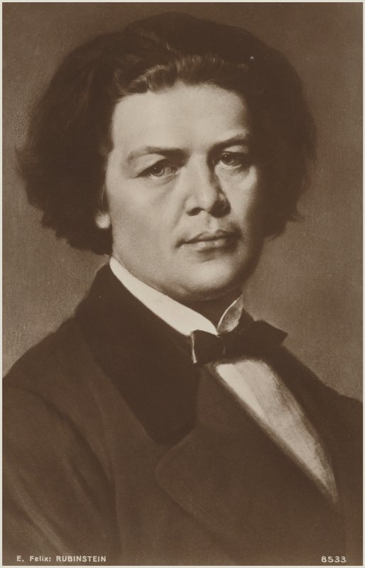 Porträtt av Anton Rubinstein av Russian School