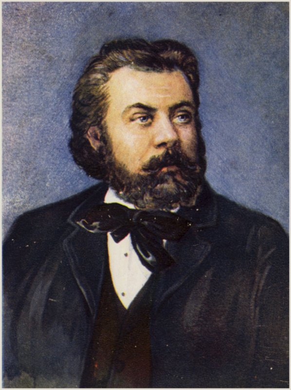 Porträtt av Modest Mussorgsky av Russian School
