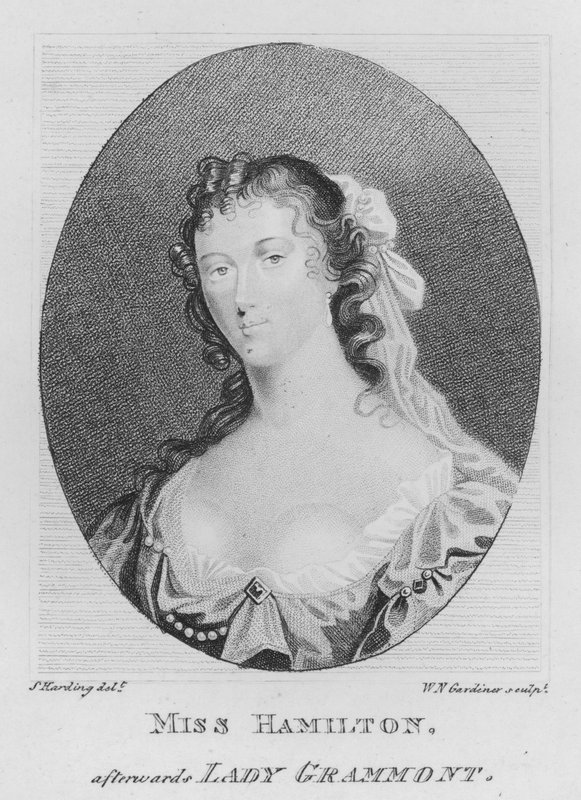Miss Hamilton, efteråt Lady Grammont (gravyr) av S. (after) Harding