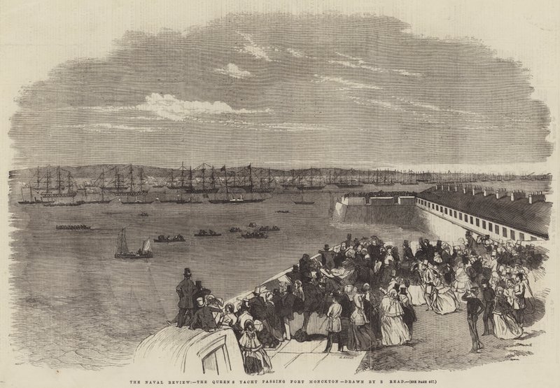 Naval Review, drottningens yacht passerar Fort Monckton av Samuel Read