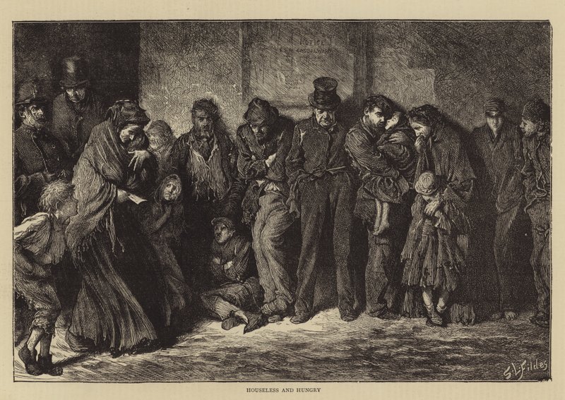 Huslös och hungrig av Samuel Luke Fildes