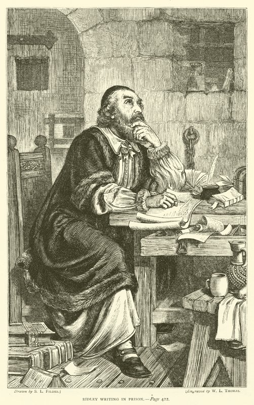 Ridley skriver i fängelset av Samuel Luke Fildes