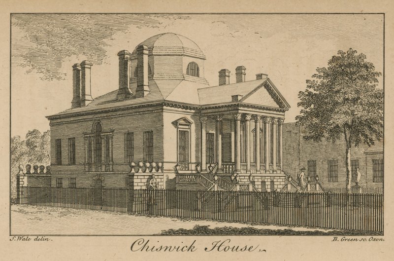 Översikt över Chiswick House av Samuel Wale