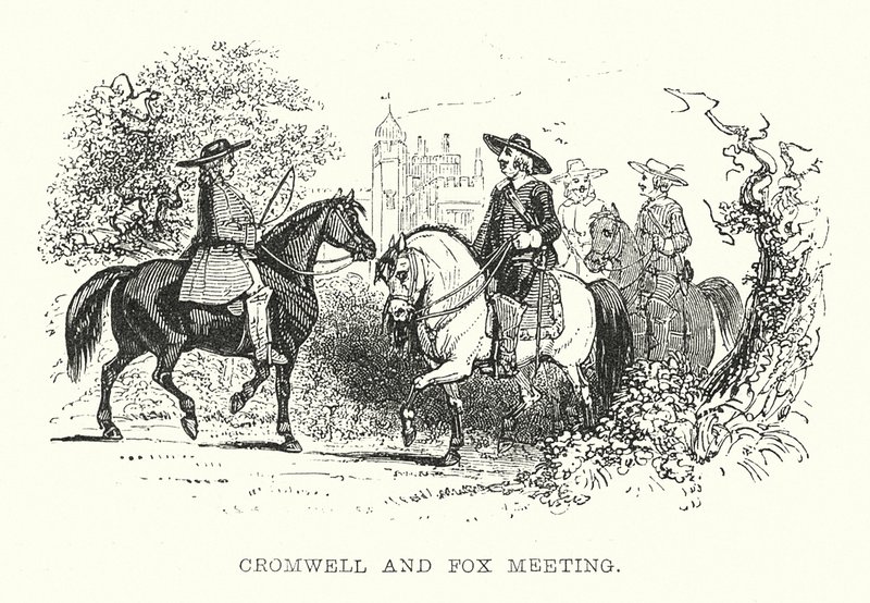 Möte mellan Cromwell och Fox (gravyr) av Samuel Williams