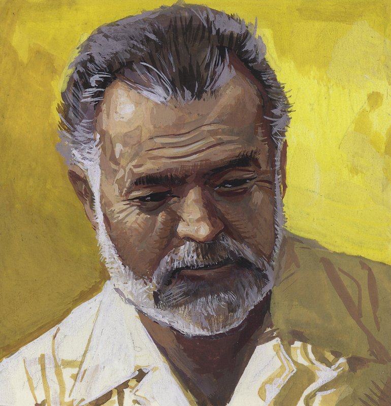 Ernest Hemingway (gouache på papper) av Severino Baraldi