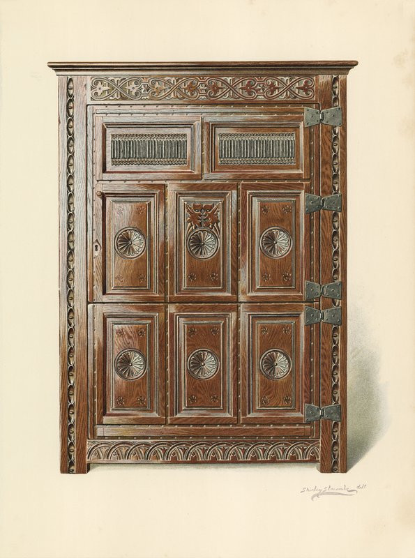 Ekskåp (walesiskt) (chromolitho) av Shirley Charles Llewellyn Slocombe