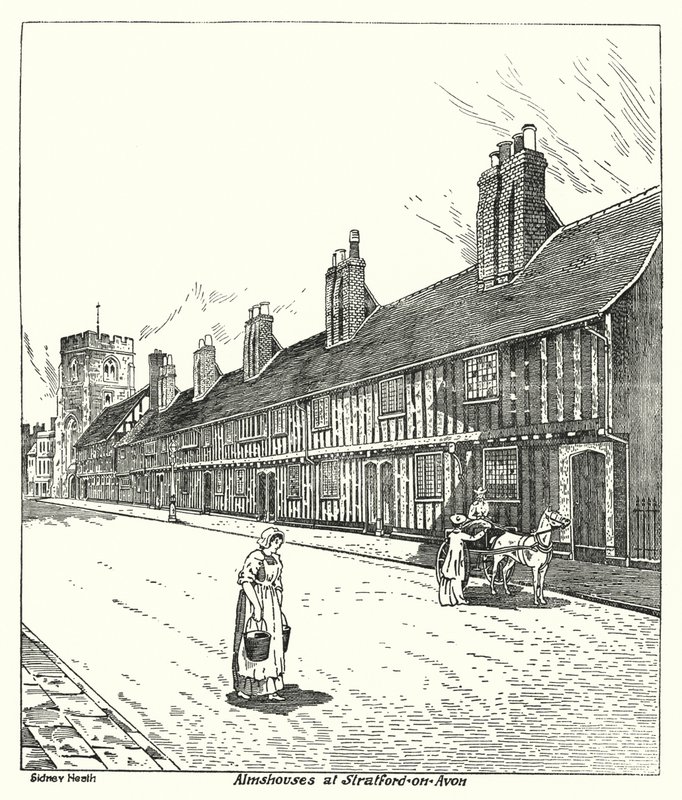 Almshouses i Stratford-on-Avon (gravyr) av Sidney Heath