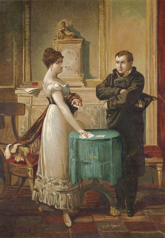 Napoleon konsulterar spåkvinnan Marie Anne Lenormand av Spanish School