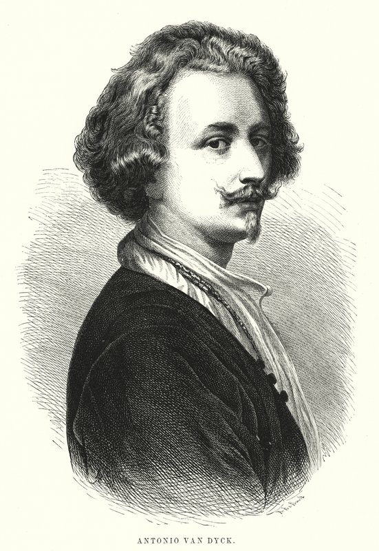 Anthony van Dyck, flamländsk konstnär (litho) av Spanish School