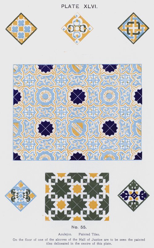 Azulejos, målade kakel (färg litho) av Spanish School