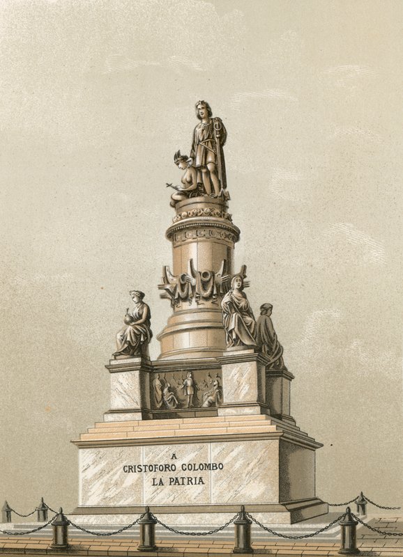 Monument till Columbus i Genua av Spanish School