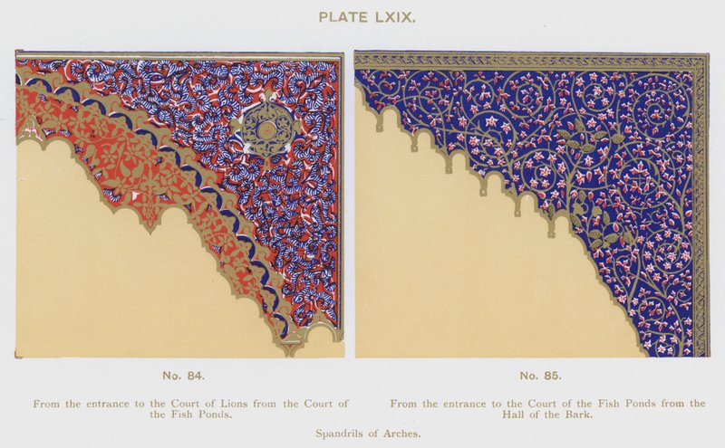 Spandrils of Arches (färg litho) av Spanish School