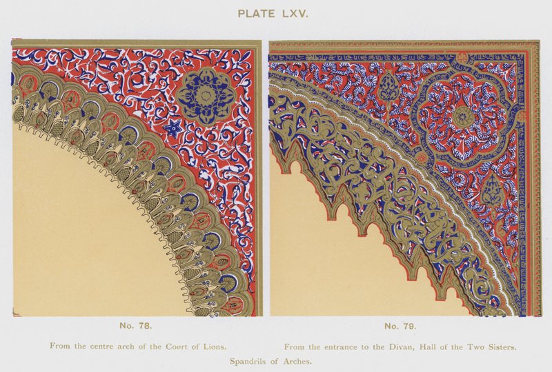 Spandrils of Arches (färg litho) av Spanish School