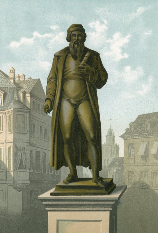 Staty av Gutenberg i Mainz av Spanish School
