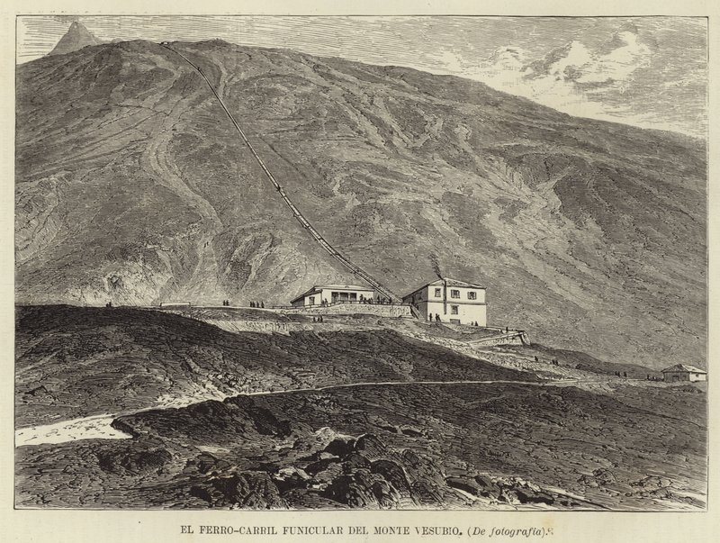 Bergbanan för berget Vesuvius av Spanish School