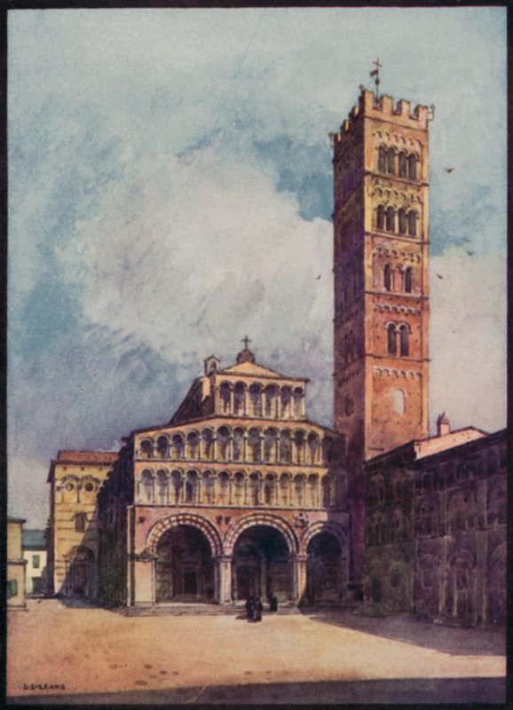 Italienska katedraler: Lucca katedral (färg litho) av Stafford Leake