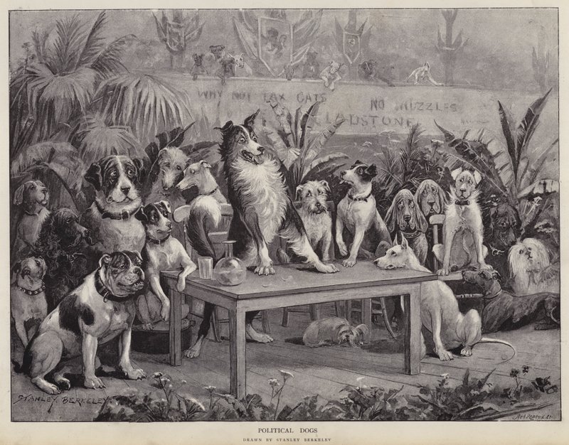 Politiska hundar (litho) av Stanley (after) Berkeley