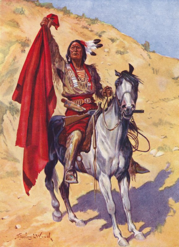 The Blanket Indian (färg litho) av Stanley L. (after) Wood