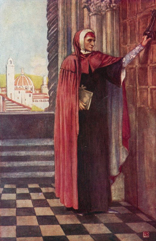 Dante på jakt efter fred (färg litho) av Stephen Reid