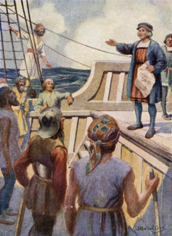 Columbus talar till myteristerna av Stewart Orr