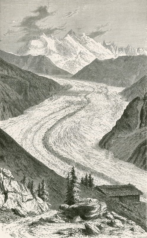 Gornerglaciären och Monte Rosa av Swiss School