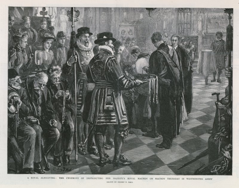 En kunglig allmosa (gravyr) av Sydney Prior Hall