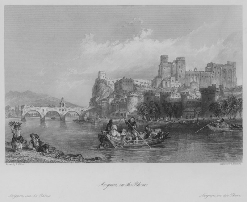 Avignon, vid Rhône (gravyr) av Thomas (after) Allom