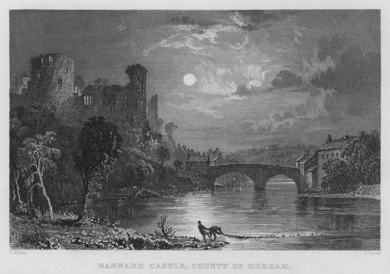 Barnard Castle, County of Durham (gravyr) av Thomas (after) Allom