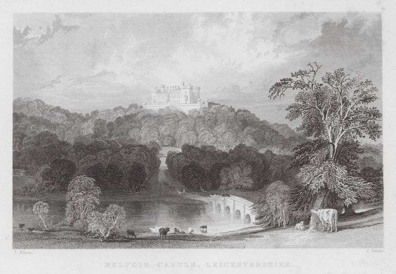 Belvoir Castle, Leicestershire (gravyr) av Thomas (after) Allom