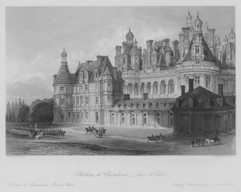Chateau de Chambord, Loir-et-Cher (gravyr) av Thomas (after) Allom