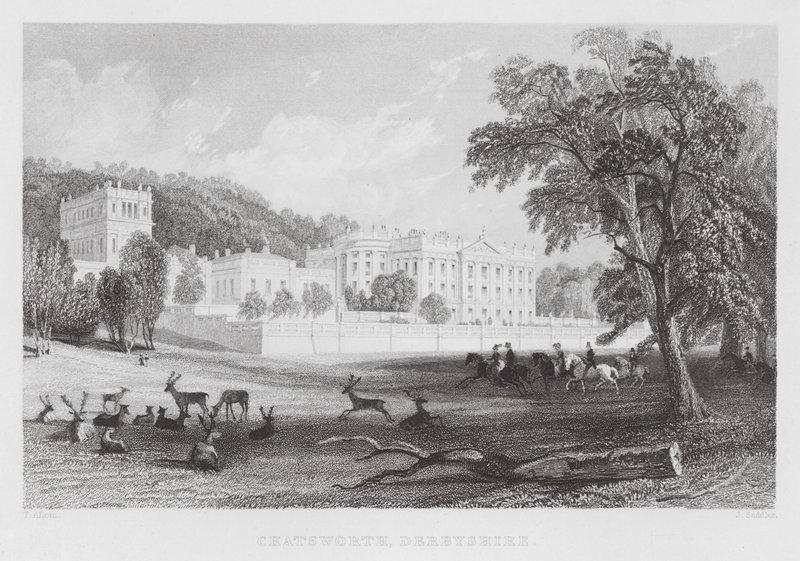 Chatsworth, Derbyshire (gravyr) av Thomas (after) Allom