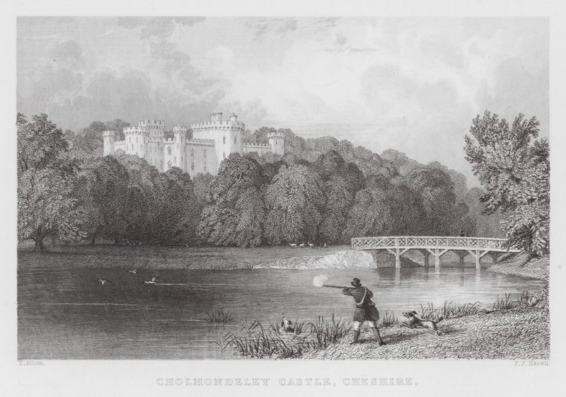 Cholmondeley Castle, Cheshire (gravyr) av Thomas (after) Allom