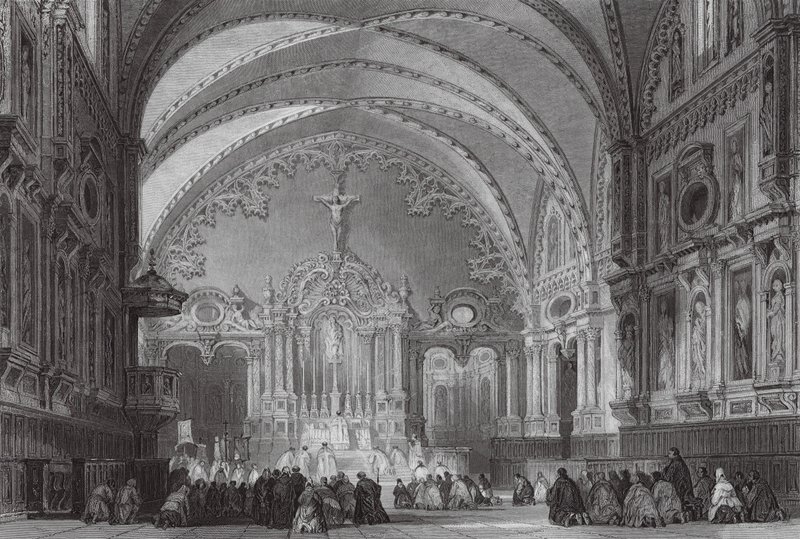 S:t Tour-kyrkan i Toulouse (gravyr) av Thomas (after) Allom