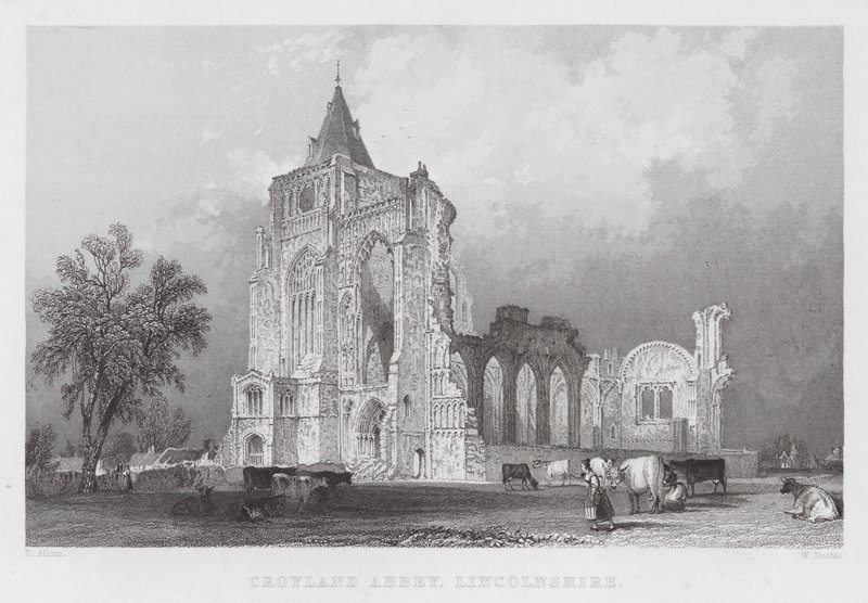 Croyland Abbey, Lincolnshire (gravyr) av Thomas (after) Allom