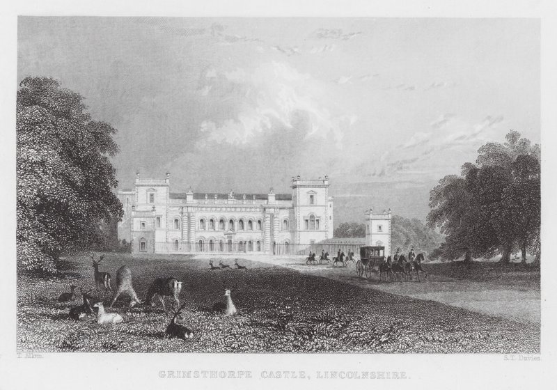 Grimsthorpe Castle, Lincolnshire (gravyr) av Thomas (after) Allom