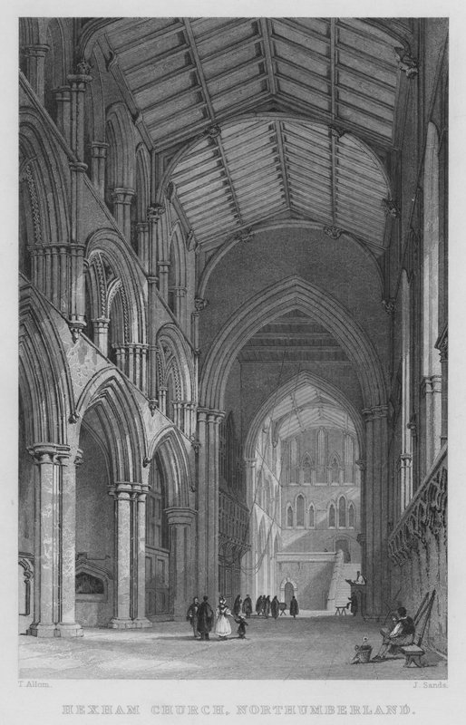 Hexham Church, Northumberland (gravyr) av Thomas (after) Allom