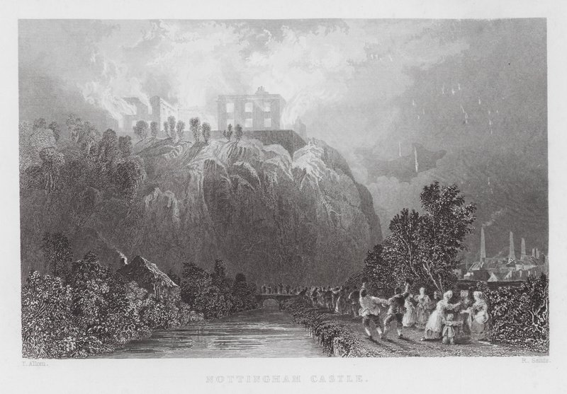 Nottingham Castle (gravyr) av Thomas (after) Allom