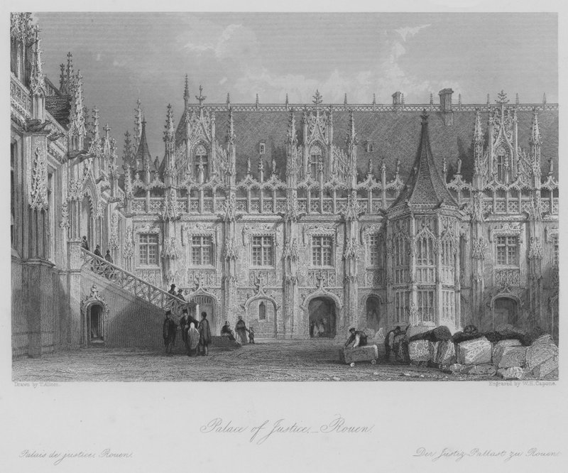 Justitiepalatset, Rouen (gravyr) av Thomas (after) Allom