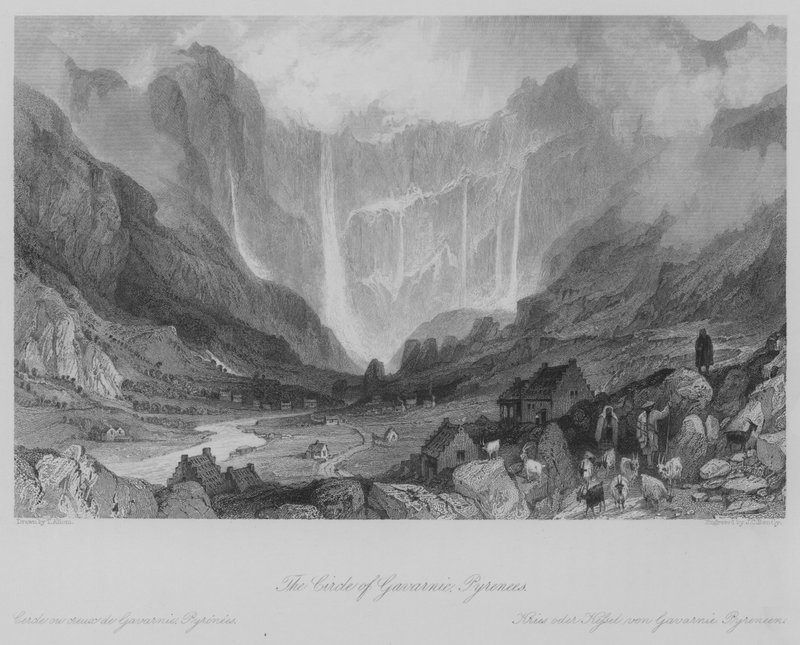 Circle of Gavarnie, Pyrenéerna (gravyr) av Thomas (after) Allom