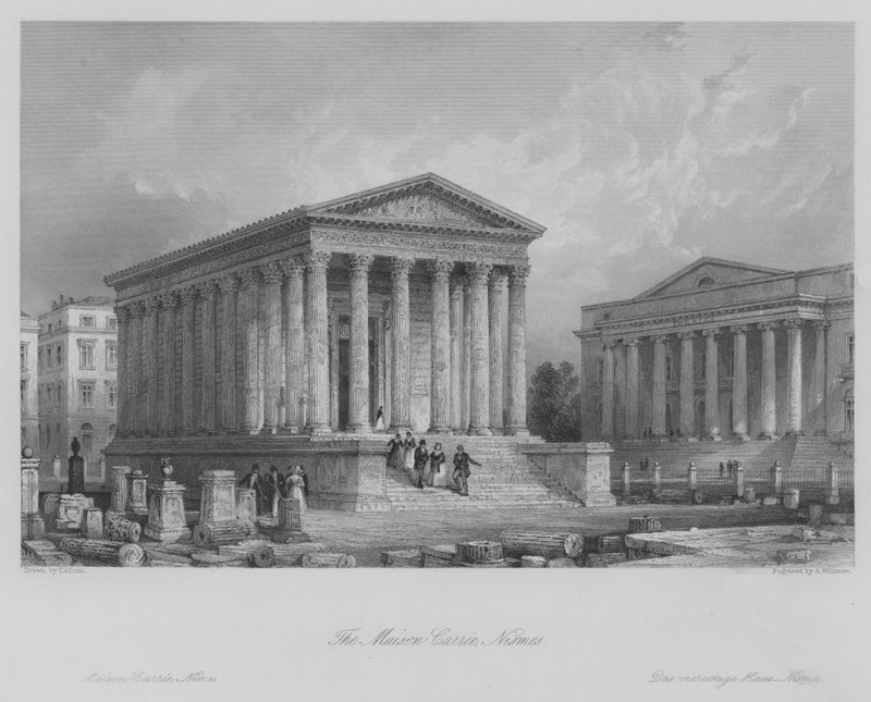 The Maison Carree, Nismes (gravyr) av Thomas (after) Allom
