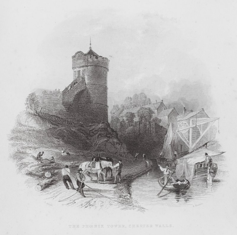 Phoenix Tower, Chester Walls (gravyr) av Thomas (after) Allom