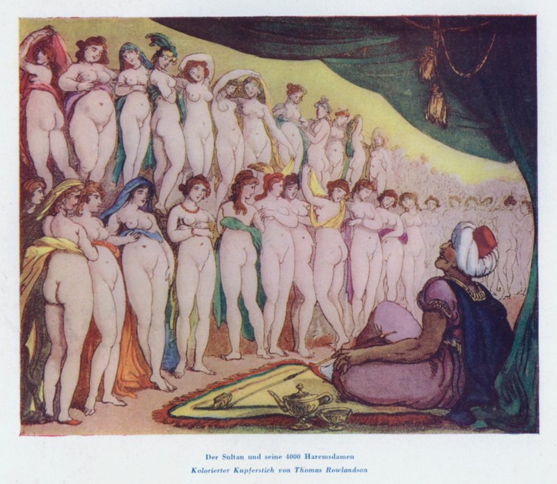 Harem (färg litho) av Thomas (after) Rowlandson